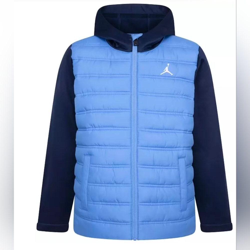 NWT Jordan Kids Light Blue and Navy Puffer Jacket - Size L
